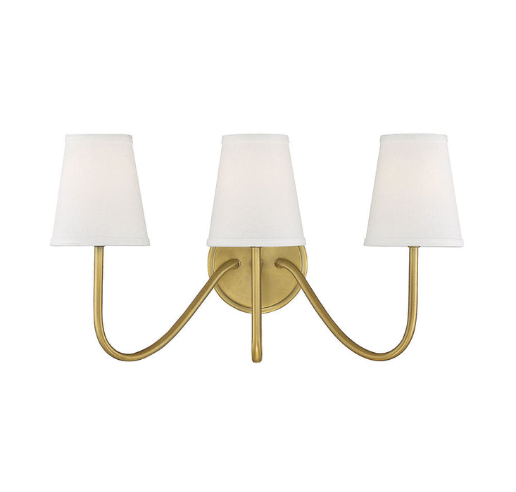 3-Light Wall Sconce in Natural Brass