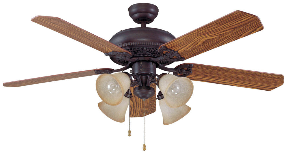 52" Ceiling Fan w/Blades & 4 Tea-Stained Lights