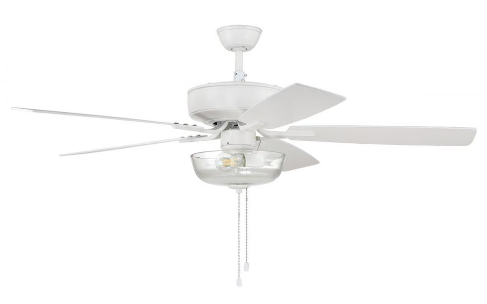 52" Ceiling Fan w/Blades, Clear Bowl LED Light Kit