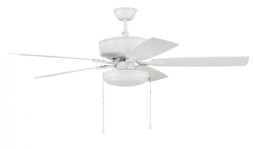 52" Ceiling Fan w/Blades, White Slim Pan LED Light Kit