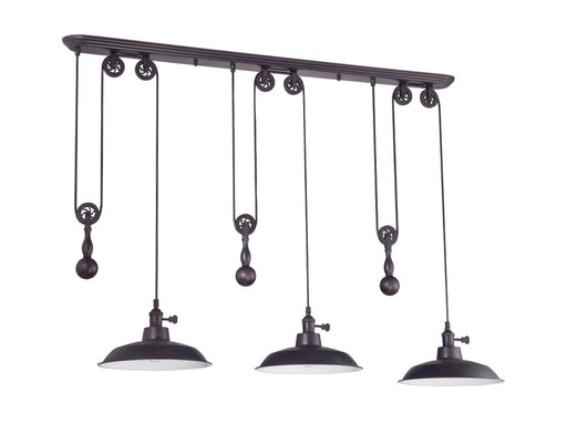 3 Light Pulley Pendant w/Metal Shade