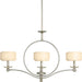 Three Light Silver Ridge Toasted Glass Drum Shade Chandelier