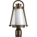 One Light Antique Bronze Clear Seeded Glass Post Light