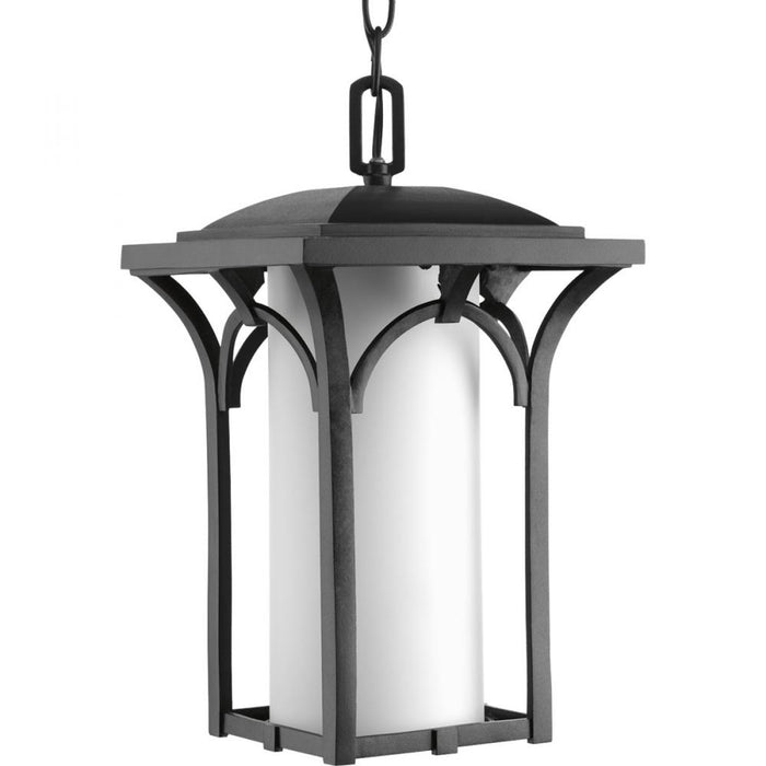 One Light Black Etched Opal Glass Wall Lantern