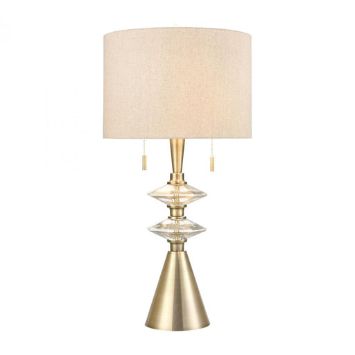 Annetta metal glass table lamp in Antique Brass