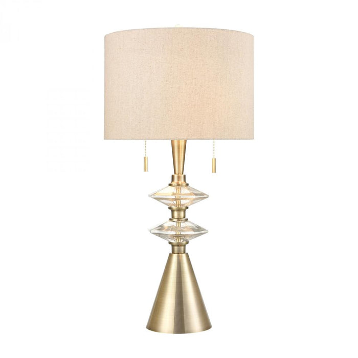 Annetta metal glass table lamp in Antique Brass