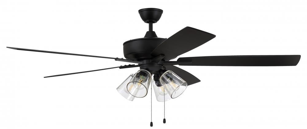 60" Ceiling Fan w/Blades and 4 Light Kit Clear Glass