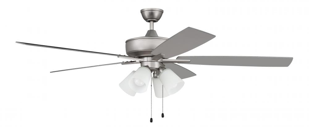 60" Ceiling Fan w/Blades, 4 White Glass Light Kit