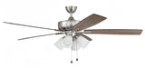 60" Ceiling Fan w/Blades, 4 White Glass Light Kit