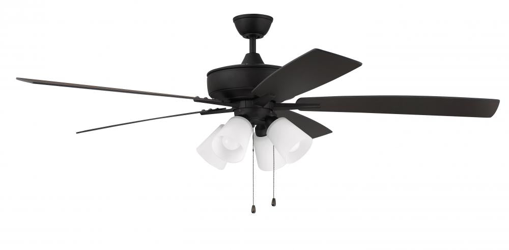 60" Ceiling Fan w/Blades, 4 White Glass Light Kit