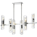 12LT Horiz Chandelier, PC w/ Clear Fluted Glass