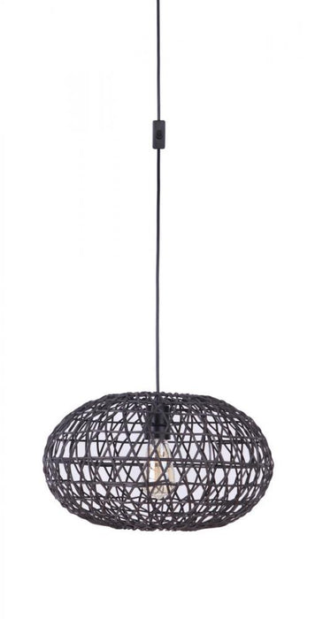 Portable Swag Pendant w/Rattan Shade