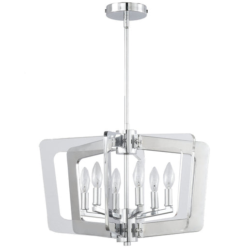 6LT Chandelier, Polished Chrome Finish