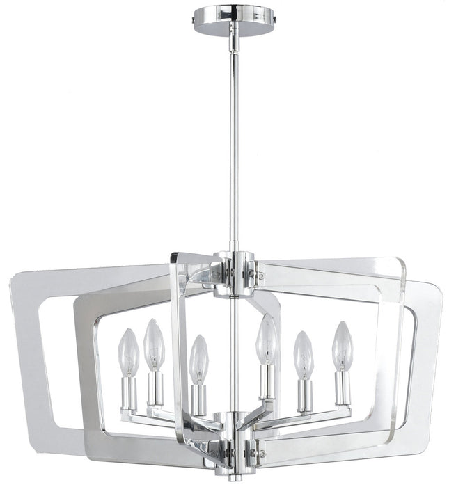 6LT Chandelier, Polished Chrome Finish